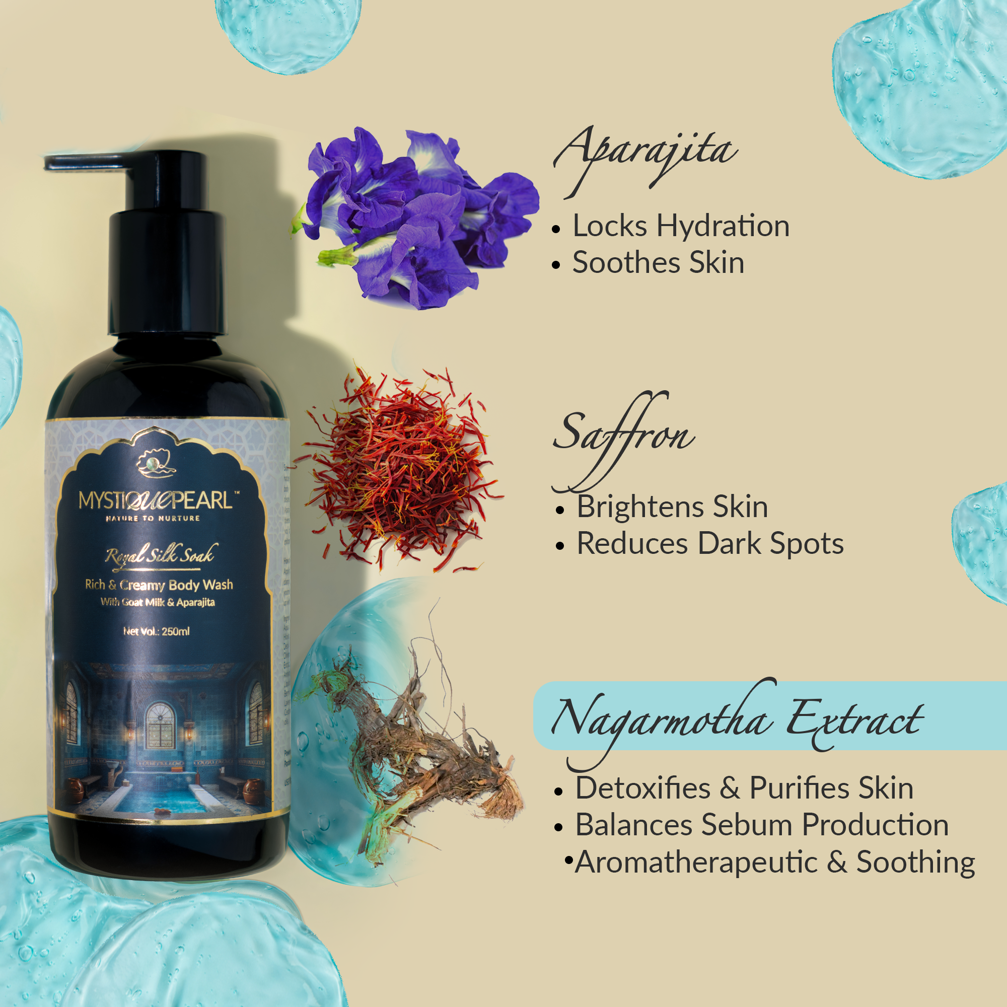 Royal Silk Soak Rich & Creamy Body Wash with Nagarmotha Extract