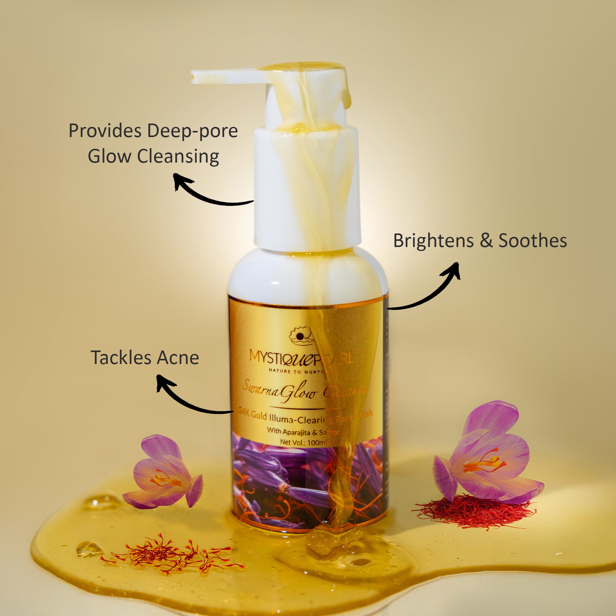 SwarnaGlow Illuma-Clearing Face Wash with Silk Protein & 24K Gold