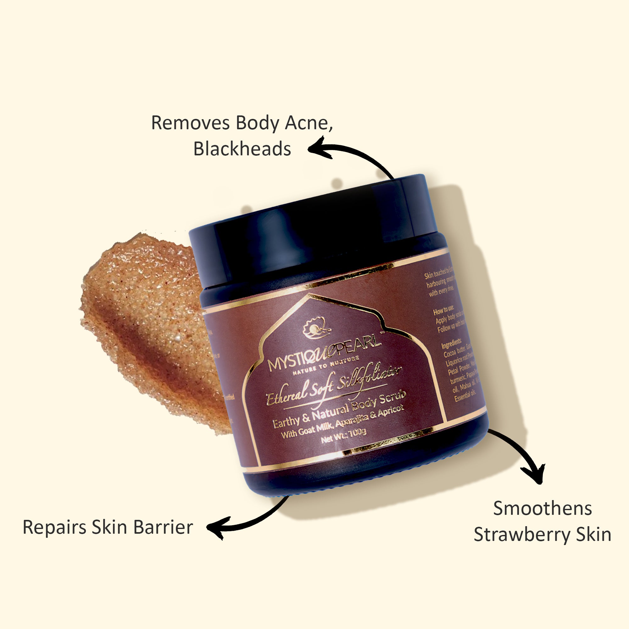 Ethereal Soft Silkfoliator Natural Body Scrub with Nagarmotha Powder