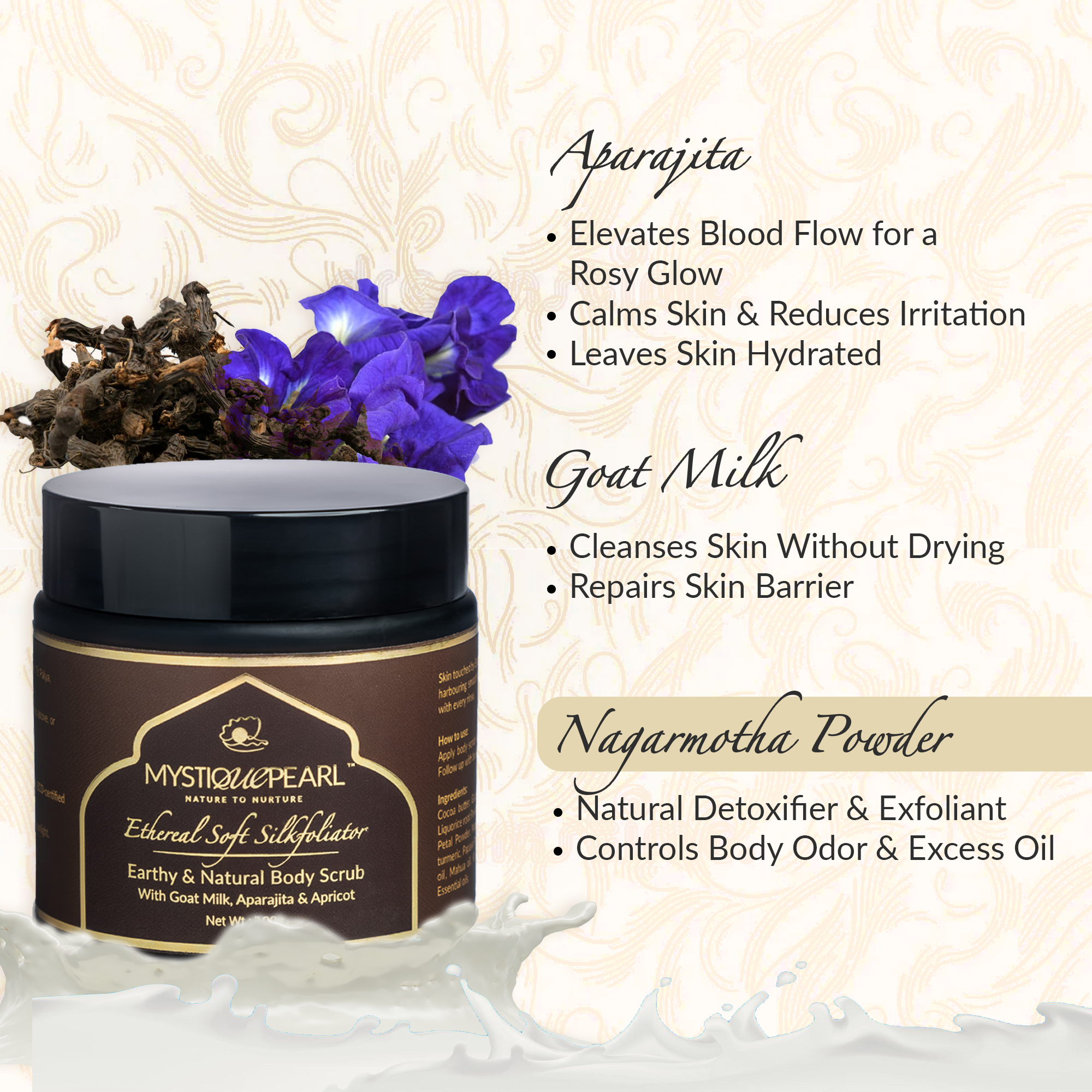 Ethereal Soft Silkfoliator Natural Body Scrub with Nagarmotha Powder
