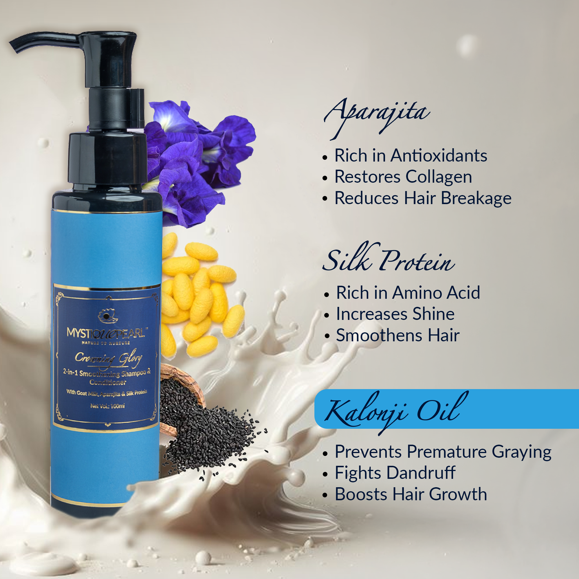 Crowning Glory Smoothening 2-in-1 Shampoo & Conditioner with Kalonji Oil