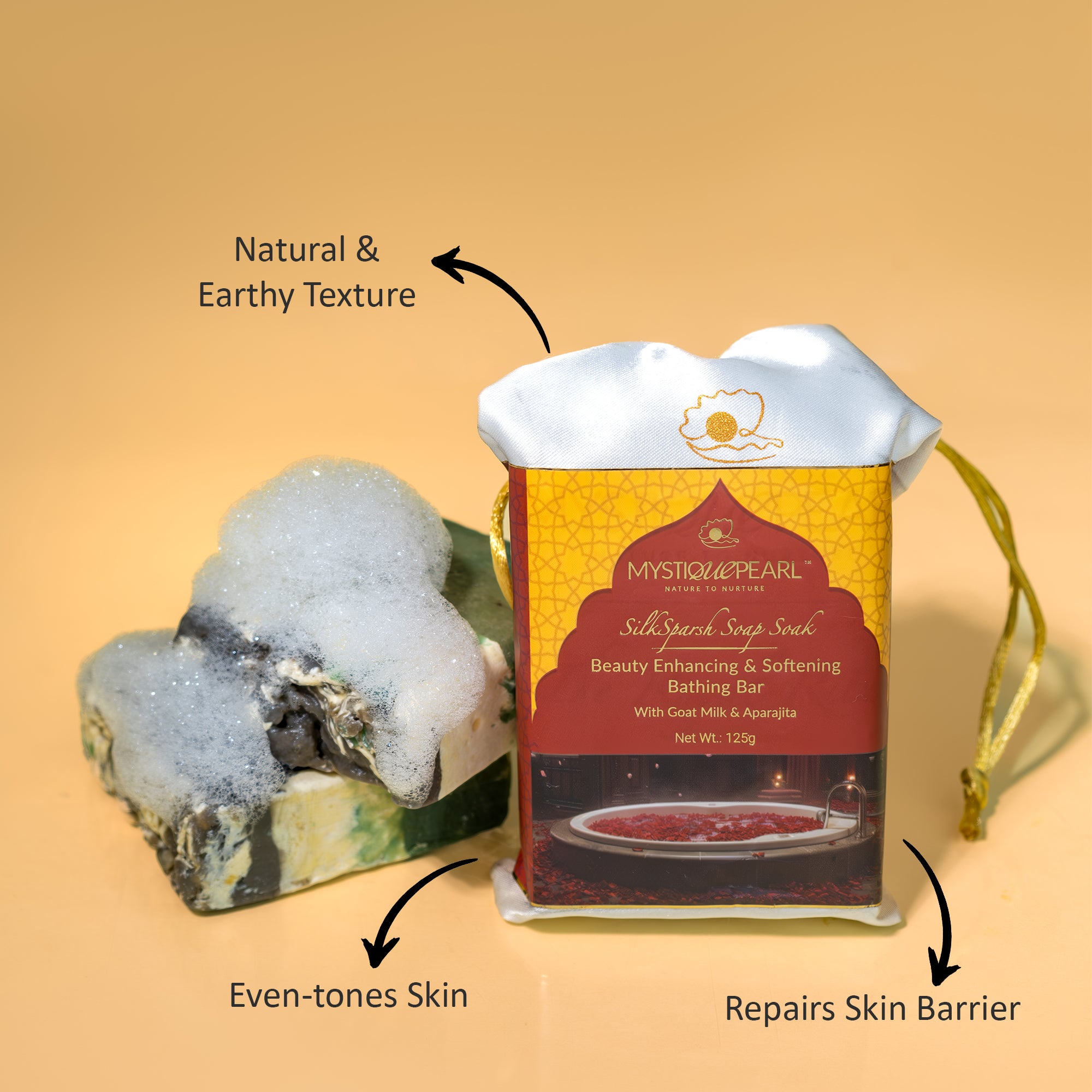 SilkSparsh Soap Soak Beauty Enhancing Handcrafted Bathing Bar with Helichrysum Essential Oil